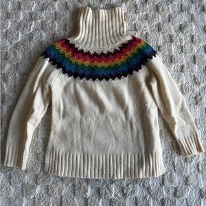 Alya Cream Turtleneck Sweater with Rainbow Yoke